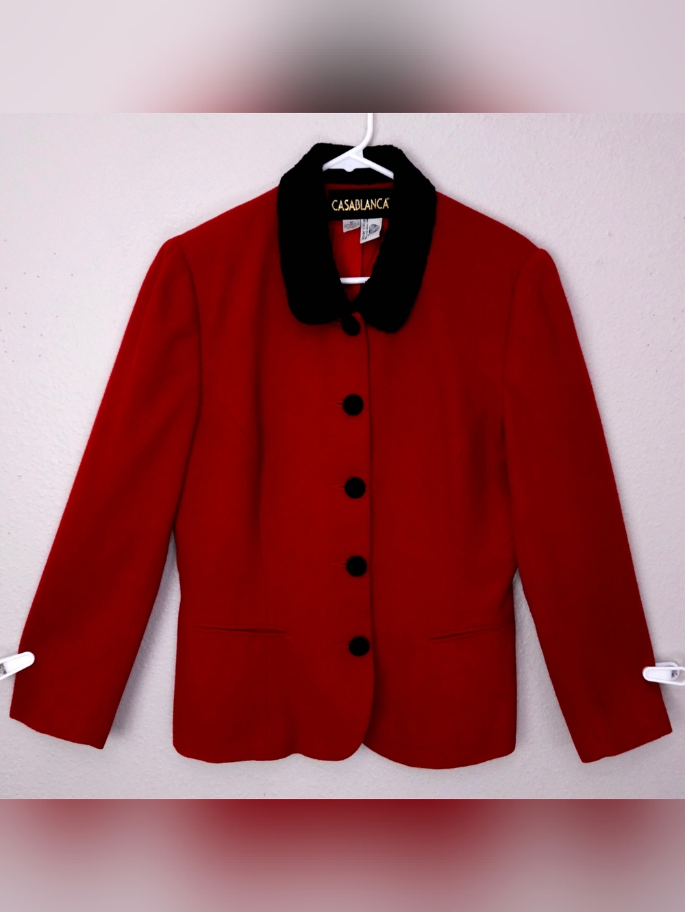 CASABLANCA Vintage Red Wool Blazer Jacket Size 12